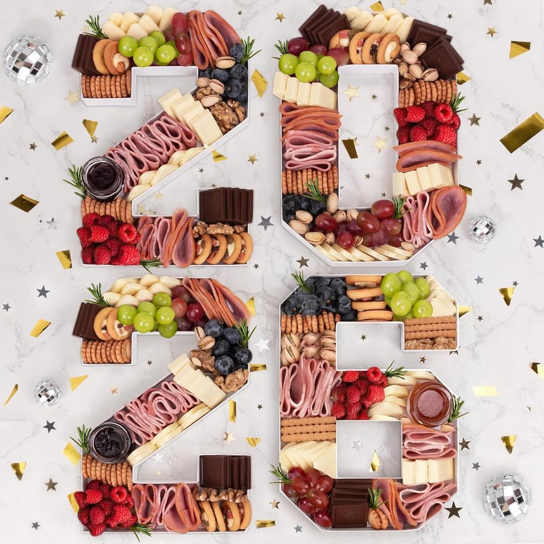 2026 Graduation Decorations - Graduation Centerpieces for Tables - 2026 Numbers Charcuterie Board Box - 10" Serving Paper Tray Decoration for Kindergarten Preschool High School College Party Supplies (White)
