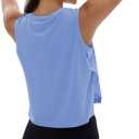 MAGCOMSEN Tank Tops for Women Crop Workout Sleeveless Tank Loose Fit Gym Yoga Muscle Top with Side Slits (Blue, XL)