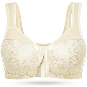 Wingslove Women's Full Coverage Front Closure Minimizer Bra Plus Size Wirefree Bras Comfort Non Padded Wide Straps Support (Light Nude, 42D)