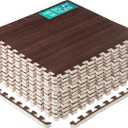 Yes4All EVA Interlocking Mats, Puzzle Floor Tiles, Foam Floor Padding with Border for Furniture, Home Space, Living Room, Garage (H. 48 Square Feet (12 Tiles) - Dark Walnut Wood)