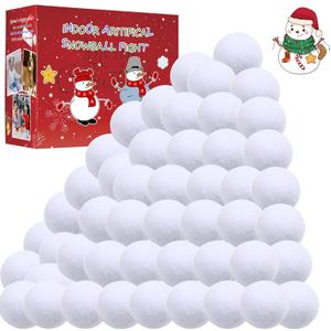 50Pcs Snow Toy Balls,2.36IN Artificial Snow Ball Fight Indoor,Soft Fake Snowball,Christmas Decoration Party Supplies,Indoor Outdoor Throwing Game