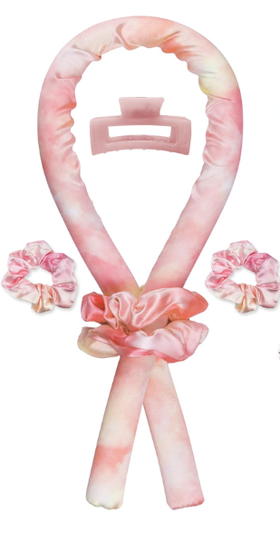 Satin Heatless Curling Set - Hair Rollers for Curls Heatless Hair Curlers & Hot Rollers Hair Curlers to Sleep in Curling Rod Headband Curler (Dreamy Rosy Clouds)