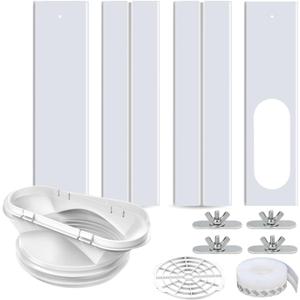 Portable Air Conditioner Window Kit, 2-in-1 Universal Window Seal for 5.1"/ 5.9" Exhaust Hose and Tumble Dryer, Mobile A/ C Window Vent Seal Kit with 4 Adjustable Seal Plate