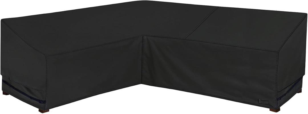 NettyPro Waterproof Patio Sectional Sofa Cover 600D Heavy Duty Waterproof Patio Lawn Furniture L-Shaped Lounge Set Couch Cover, 83 x 104 Inch, Left Facing, Black