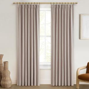 Rustic Country Curtains for Living Room Textured 90 Inch Blackout Curtains Drop Cloth Burlap Window Drapes Farmhouse Boho Linen Oatmeal 2 Panels Pinch Pleated 7-1/2ft Extra Long Heavy Insulated (40"W x 90"L (Pack of 2))