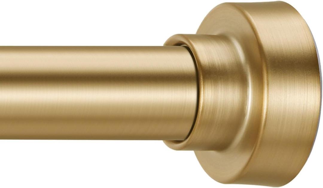 YNL Shower Curtain Rod 34-82 Inches (2.8-6.8ft) Adjustable Spring Shower Rod No Drilling, Non-Slip, Never Rust, Stainless Steel, Suitable for Bathroom Window Living room, Gold (M:34-82")