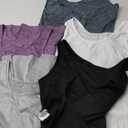 BQTQ 5 Pcs Basic Tank Tops for Women Undershirt Tank Top Sleeveless Under Shirts (Large, Black, White, Gray, Dim Navy, Dim Purple)