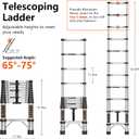 Telescoping Ladder 10.5 FT Stainless Steel Extension Ladder, Collapsible Telescopic Rv Ladders Extendable Telescope Folding Compact Adjustable Portable Ladders for Home Roof, 330lbs Max Capacity