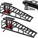 2 Pcs Hydraulic Car Ramps, 5 Ton (11,065 LBS) Heavy Duty Steel Car Lift Ramps with Hydraulic Jack for Oil Changes & Truck Repair, 9.4"-13.34" High Lift, Home Garage Vehicle Ramps (Black)