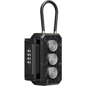 Magnetic Key Lock Box with Removable Cable Shackle Indoor Outdoor Waterproof 4 Digit Combo Resettable Code,Key Lockbox for Outside Spare Keys for Realtors Key Cabinets,Hide a Key Holder Under car