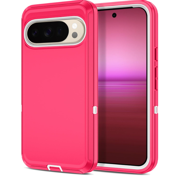 I-HONVA for Google Pixel 10 Pro XL Case Shockproof Dust/Drop Proof 3-Layer Full Body Protection [Without Screen Protector] Rugged Heavy Duty Cover Case for Google Pixel 10 Pro XL,Pink/White