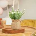 Velener Babys Breath Artificial Flowers in Small Burlap Bag Vases 3Pcs -Gypsophila Faux Flowers Farmhouse Home Coffee Table Bookshelf Office Desk Decorations Kitchen Dining Room Fake Plants Indoor