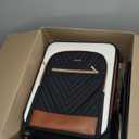 LOVEVOOK Carry On Luggage 22x14x9 Airline Approved,20 Inch Carry-on Suitcase for Women,Softside Suitcases with Wheels,Rolling Checked Luggage with TSA Lock,Lightweight Travel (Black/White/Brown)