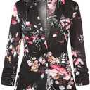 MINTLIMIT Women's Casual Blazer 3/4 Ruched Sleeve Open Front Button Work Office Blazer Jackets with Pockets, 2XL