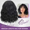 Black Wig With Bangs Bob Synthetic Curly Wigs Natural Shoulder Length Wig 12 inch for Women Girls Daily Use Colorful Wigs