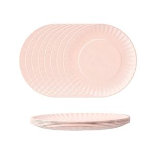 TP 10.5" Melamine Paper Plates, Reusable Outdoor Plates for Parties or Picnics, Round, Set of 5, Light Pink