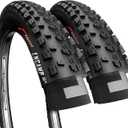 Fincci MTB 26x1.95 Bike Tire - XC Knobby 26 inch Bike Tires - 50-559 Black Foldable Mountain Tires with Kevlar - 26" Wheelset for Electric, Folding, Enduro, Offroad, Hybrid Bikes, MTB Accessories