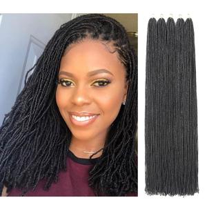 GUOHUI Micro Faux Locs Crochet Hair, 36 Inch 5 Packs Color Natural Black DIY Braids Straight Styles (36",1B)