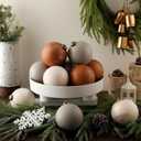 2 x 6 Pcs 4 Inch Neutral Christmas Ball Ornaments with Velvet Ribbon Large Rustic Textured Tan Brown Beige White Xmas Ornaments Antique Farmhouse Modern Christmas Decor for Tree Indoor Outdoor (Classic Copper)