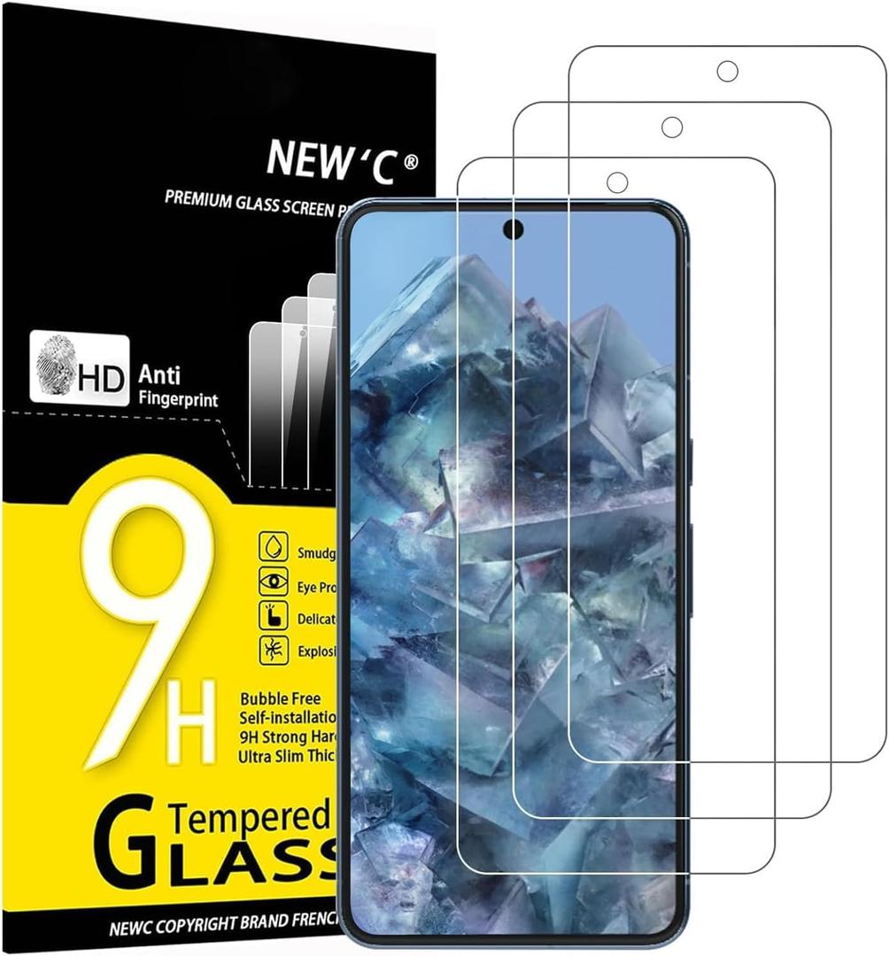 NEW'C 3 Pack Designed for Google Pixel 8 Pro Screen Protector Tempered Glass,Case Friendly Scratch-Proof, Bubble Free, Ultra Resistant (Transparent)
