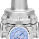 Pressure Regulator Water Valve - 3/4" NPT Female Stainless Steel 304 Pressure Reducer with Gauge, Adjustable Lead-Free Valve For RV, Garden, Air.