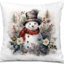9 x Snowman Pillow Covers 18x18, Floral Christmas Pillow Covers for Couch Bed, Snowman Decor, Winter Home Decor, Christmas Decorations for Living Room Bedroom Home Office