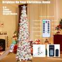 HMASYO 6 FT Pop Up Christmas Tree with 100 LED Lights & Remote, Sliver Christmas Tinsel Tree, Collapsible Artificial Pencil Tree for Home Office Party Decor, USB Powered Timer Lights, Easy Assembly (Colorful Silver)