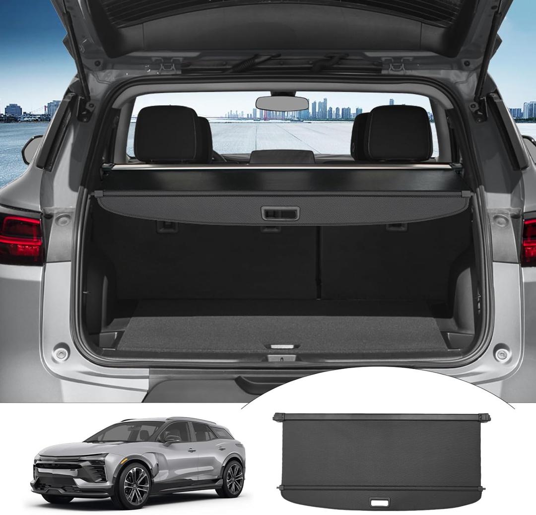 Powerty Retractable Cargo Cover for 2024-2026 Chevy Blazer EV RS AWD(NOT for Blazer)-Canvas Texture Trunk Cover Privacy Screen Rear Security Shade for Blazer EV Accessories