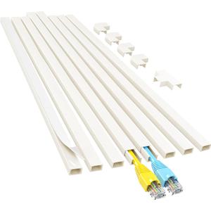 Yecaye Cord Hider, 113in Beige Cord Covers for Wires on Wall, One-Cord Cord Organizer, Easy Install Cable Management Kit, Cable Hider Home Office, W0.59in H0.4in, Beige (Small)