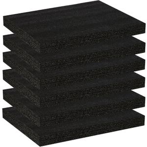 Black High Density Foam Insert Board 16'' x 12'' x 1.5'' for Case, 6pcs