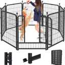 Dog Playpen, 40 inch 8 Panels Dog Fence Outdoor Heavy Duty Dog Pen for Large/Medium/Small Dogs, Indoor Puppy Playpen with Door Portable Pet Fence for RV Camping, Yard