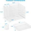 Lavatino Desk Organizer with File Holder, 5-Tier Paper Letter Tray Organizer with Sliding Drawer and 2 Pen Holder, Mesh Desktop File Organizer for Office Supplies, White