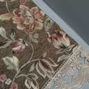 Nightstand Cover Lace Brown, Jacquard Floral Topper, 15.7x43.3 Inch | Lace Nightstand Cover Rectangle, Brown Jacquard Floral Protector, Non-Slip Silicone Back, Machine Washable, End Table Cloth