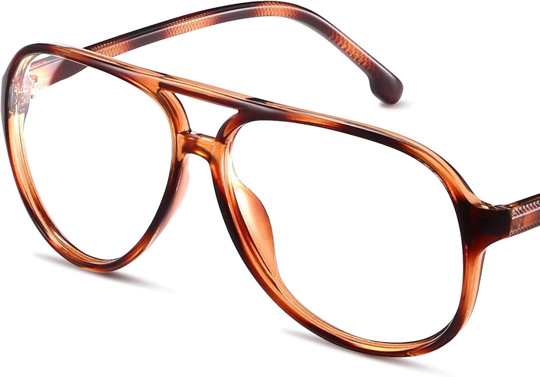 2 x livho Vintage Aviator Blue Light Blocking Glasses, Fashion Oversized Frames with UV Protection Coating, Unisex Design (*Tortoise)