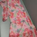 Women Floral Tube Maxi Dress with Scarf Summer Strapless Tube Bodycon Mesh Layer Cocktail Party Wedding Guest Dress, S