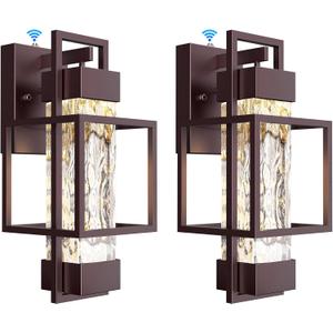 Modern Outdoor Light Fixtures Dusk to Dawn Outdoor Lighting 2 Pack, 15" Exterior Wall Sconce Waterproof Porch Light, Outside Light for House with Water Glass for Garage Doorway, Oil Rubbed Bronze (Bronze)