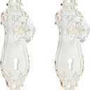 SOFFEE DESIGN 2pcs Vintage Cabinet Pulls Dresser Drawer Knobs, Distressed Closet Handles with Clear Resin Knob - White