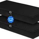 4.5-Inch Tall Under Bed Storage Container, Low Profile Underbed Storage Bin, Thin Clothes Storage Organizer with Rigid Sides & Bottom, Shallow Storage for Under Couch & Dresser Space, 2-pack, Black