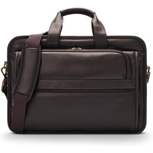 Solo New York Classic Leather Briefcase, Espresso, Fits up to 15.6" Laptop