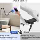 Magnetic Phone Holder for Bed Laying Down with Remote Page Turner, Bedside Gooseneck Phone Stand with Clicker for Reading, Flexible Mount with Wireless Scrolling Ring for iPhone/Tiktok/Short Video