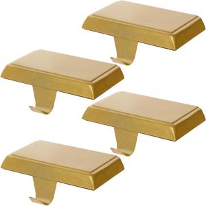 guccde Christmas Stocking Holders, Mantel Christmas Stocking Hangers, Metal Weighted Hooks for Hanging Christmas Stockings, Fireplace Xmas Holiday DecorationGolden of 4