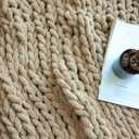 Maetoow Chenille Chunky Knit Blanket Throw 4050 Inch, Handmade Warm & Cozy Blanket Couch, Bed, Home Decor, Soft Breathable Fleece Banket, Christmas Thick and Giant Yarn Throws, Khaki