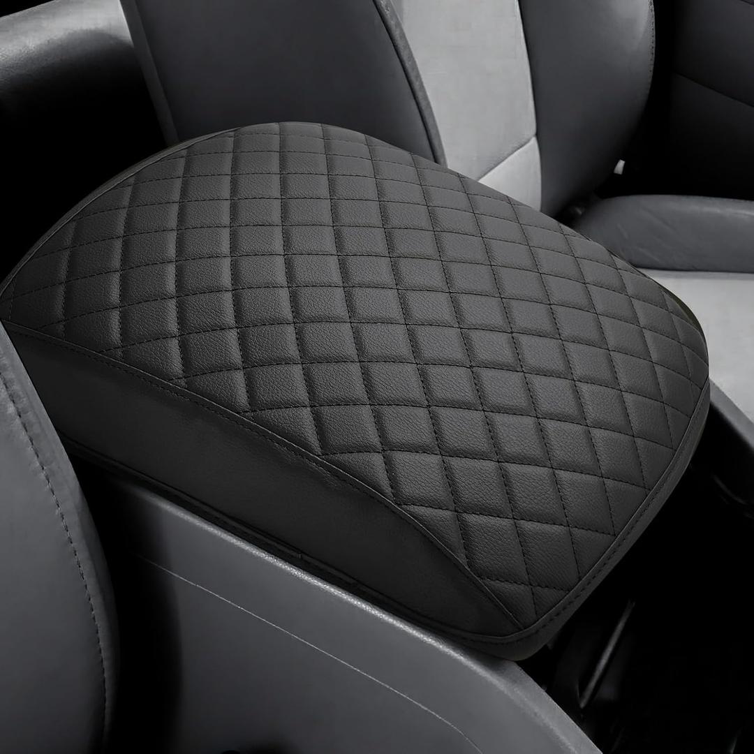 JOYTUTUS Center Console Cover Compatible with 2009-2015 Pilot, Leather Arm Rest Armrest Cover for Car, Well-Make Durable Middle Console Cover Lid Replacement for Trucks, Easy to Install, Black