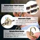 Phone Crossbody Chain Cell Phone Lanyard,Universal Leather+Metal Shouder Strap with Phone Tether Patches (I)