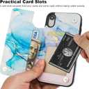 HAOPINSH for iPhone XR Case Wallet with Card Holder, Pink Blue Marble Pattern Back Flip Folio PU Leather Kickstand Card Slots Case for Women Girls, Double Magnetic Clasp Shockproof Cover 6.1"
