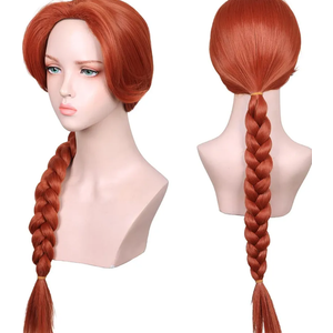 ColorGround Long Braided Reddish Brown Heat Resistant Costume Wig for Fiona Cosplay