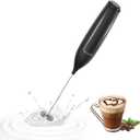 Milk Frother Handheld Battery, Electric Foam Maker Frother Wand, Drink Mixer with Stainless Steel Whisk for Coffee, Matcha, Lattes, Cappuccino Black
