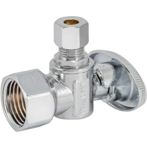 Eastman 1/2 inch FIP x 1/4 inch OD Compression Quarter Turn Angle Stop Valve, Brass Plumbing Fitting, Chrome, 10732LF