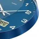 TIMESS Wall Clock, 12" Dial Non-Ticking Silent Battery Operated Analog with LCD Display for Perpetual Calendar and F Temperature, Ideal Modern Home, Bedroom, Kitchen, Office Decor (Blue)