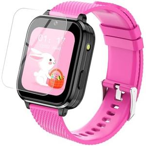 cjc 4G Smart Watch for Kids, Kids Watch for Ages 4-12 - Includes 2 Way Call, SOS Alerts, Parental Controls, Games, Camera, Alarm, Music Children's Smart Watch Gift (Rose red)